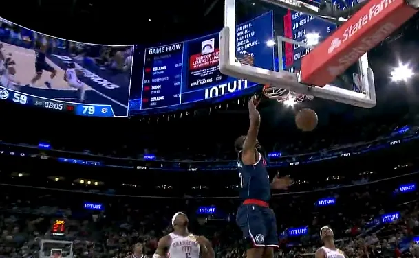 开云体育app-伦纳德抢断反击单臂滑翔劈扣拿19分，快船追至落后雷霆20分